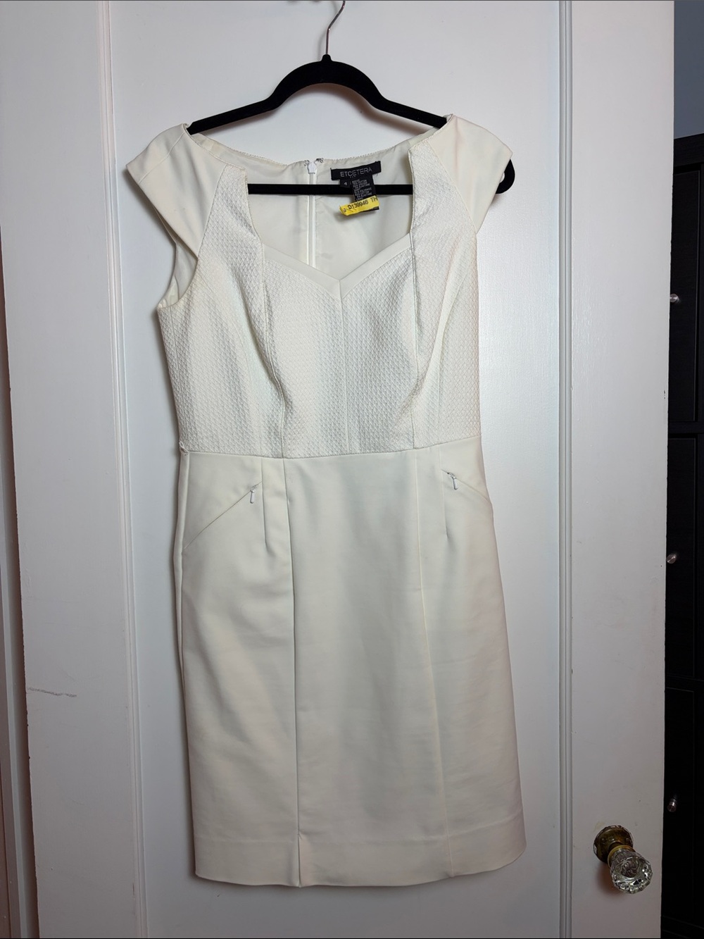Etcetera Textured Cap-Sleeve Sheath Midi Dress